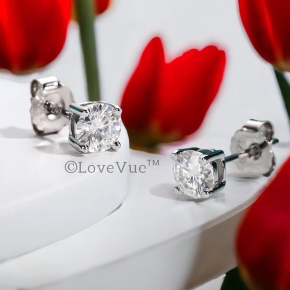 Certified 2ct. t.w. Diamond 4-Prong Solitaire Brilliant Cut Earrings - Picture 4 of 15